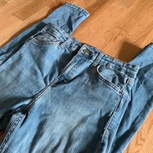 Topshop High Waist Light Wash Moto Skinny Jeans